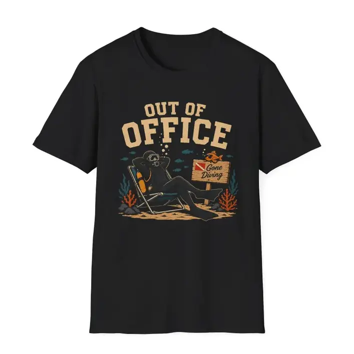 Out of Office Gone Diving Shirt, Funny Scuba Diving T-Shirt, Scuba Diver Gift, Dive Vacation Tee, Underwater Ocean Lover Shirt, Diver Humor