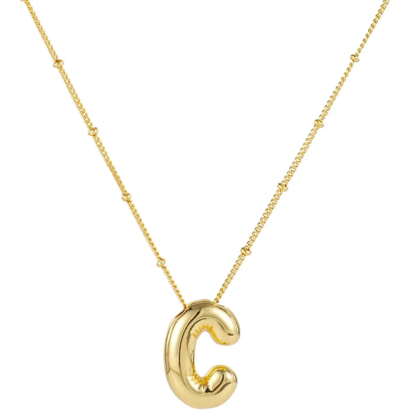 Initial Necklace for Women, 14k Gold Plated Letter A-Z Pendant Necklace Balloon Alphabet Pendant Necklaces Personalized Birthday Gifts Jewelry(Gift)