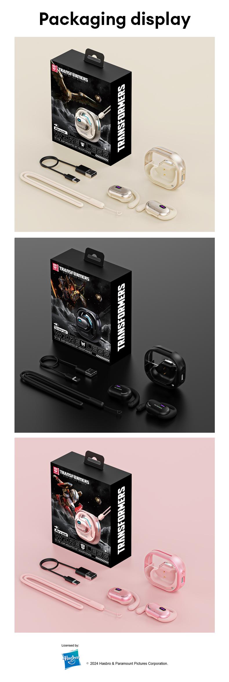 Transformers T15 OWS Wireless Bluetooth Headset 5.4 Surround Sound Streamlined Ear-hook Design Compatible With Android & IOS