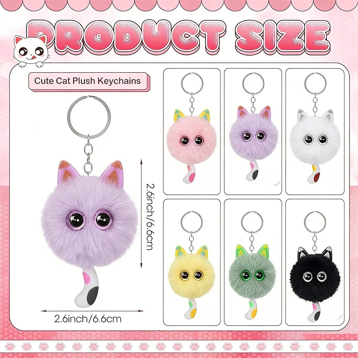 1/8pcs Cute Cat Plush Keychain Gift Set, Mini Cat Keychain for Car Decor, Birthday Gifts, School Carnival Prizes, Backpack Treasure Box