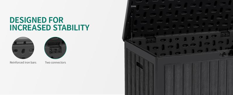 DWVO 90 Gallon Large Deck Box with Side Handles, Outdoor Double-Wall Storage for Patio Furniture Cushions, Garden Pool Accessories, Water Resistant & Lockable