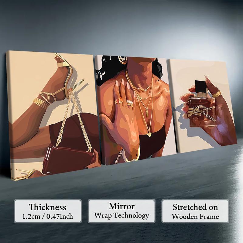 3-Piece Wood Frame Canvas Art Set, Modern Wall Decor for Living Room & Bedroom, High-Definition Waterproof Prints, Elegant Home Decoration, Modern Art Design