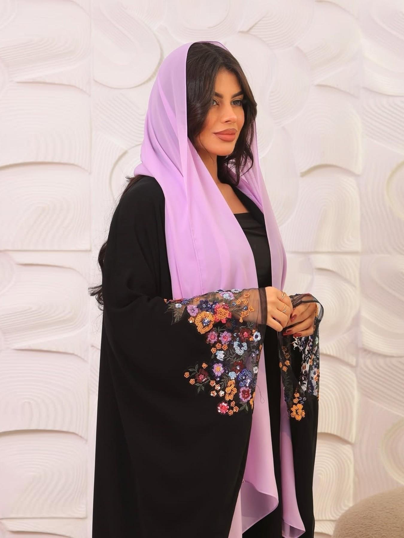 Women's Embroidered Long Cardigan, Loose Batwing Sleeve Outerwear, Elegant Plus Size Fashion, All Seasons Plain Design, Embroidery, Clothes, Baggy