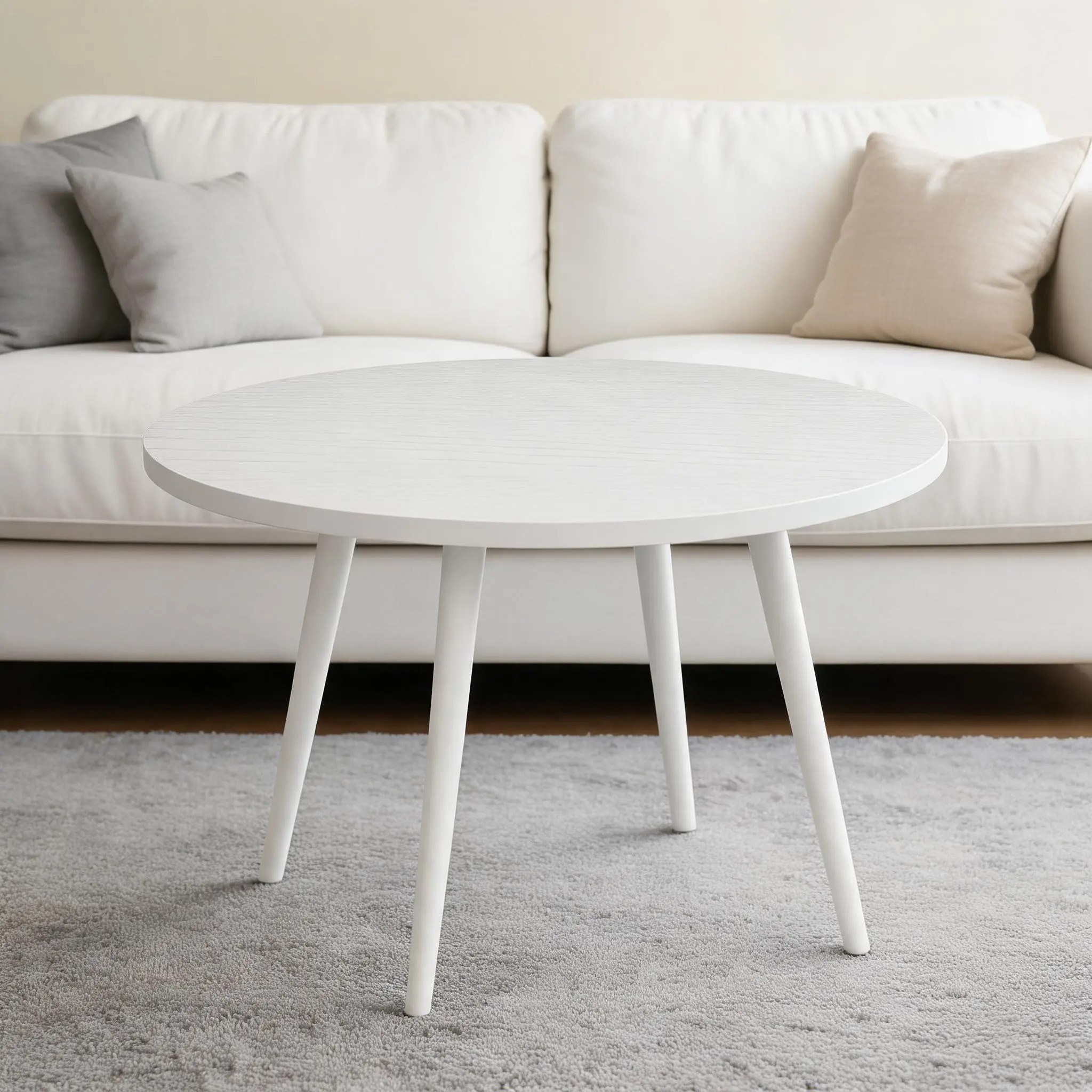 47" Round Dining Table for 4-6, Farmhouse White Thick Herringbone Top, Sturdy Wobble-Free 4-Leg Base – Space Saving for Dining Room & Apartment