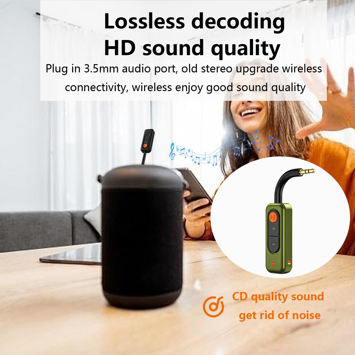 5.4 Audio Receiver,3.5mm AUX  Audio Adapter, Receiver for , Stereo,TV,,Gym,Support aptX Low Latency