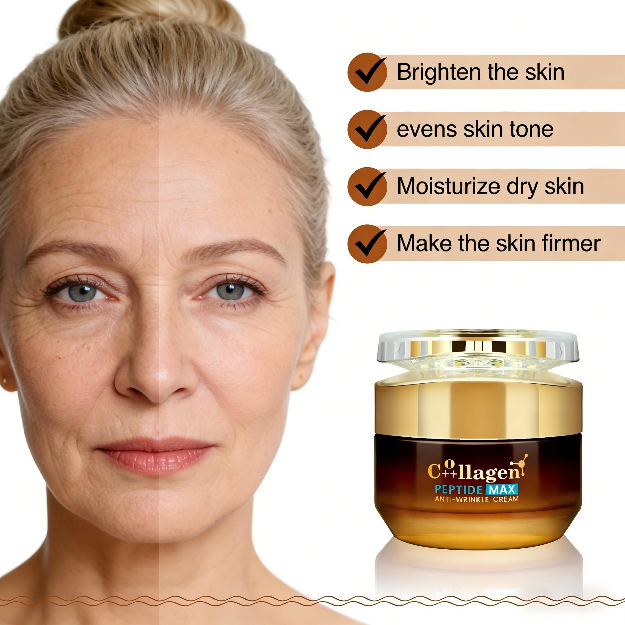 Collagen Peptide Anti-Wrinkle Cream, Niacinamide & Hyaluronic Acid, Firming & Brightening, Long-Lasting Moisture, Unisex Daily Skincare