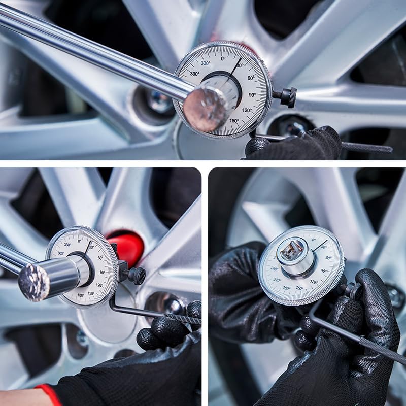 1/2 Inch Torque Wrench Angle Gauge Tool, 360° Adjustable 1/2" Drive Torque meter Wrench Set, Professional Measure Tool