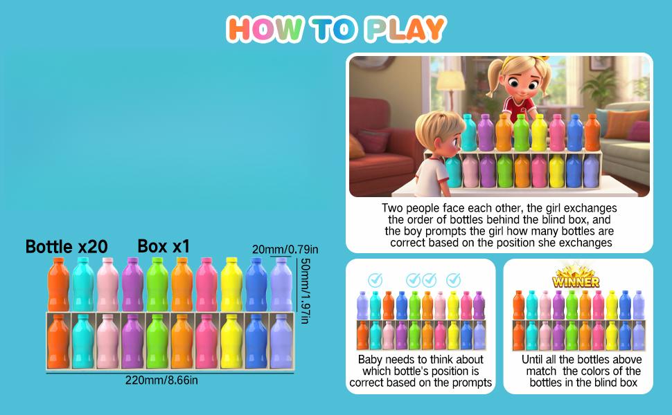 Color Matching & Sorting Game - Montessori Toy for Toddlers 3+. Fun Family Activity with Bottles & Lids to Learn Colors, Develop Fine Motor Skills & Cognitive Thinking