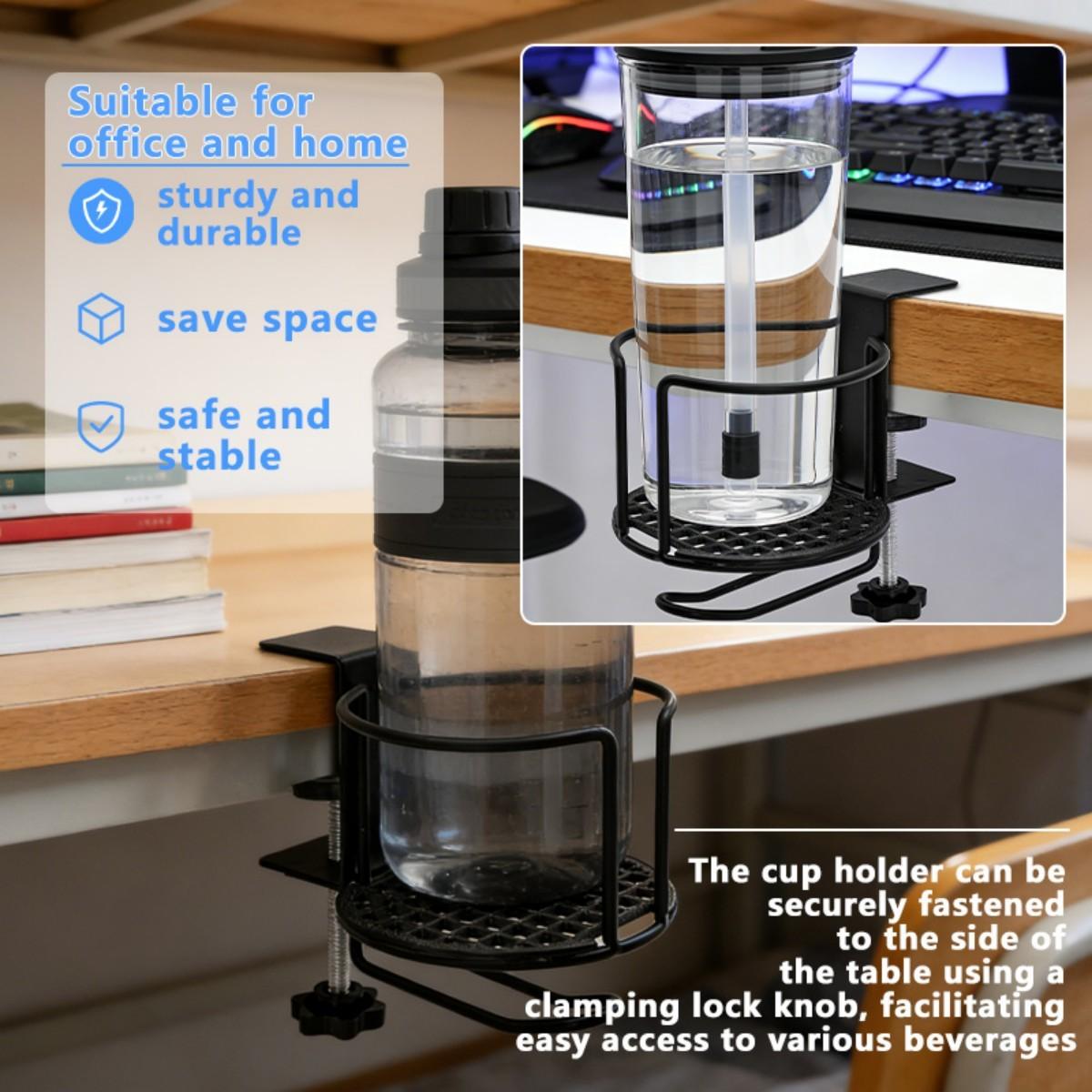 Adjustable Desktop Cup Holder, Adjustable Armrest Stand, 360 Degree Rotating Table Edge Armrest Anti-Fall Cup Holder