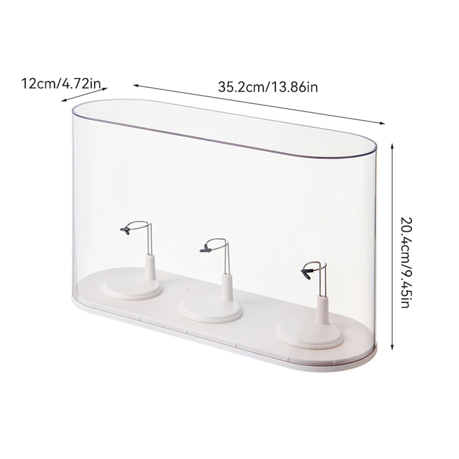 Trendy Plush Keychain Display Case with 3 Independent Stands, Stackable and Combinable, Suitable for Plush Keychains and Figurines like Labubu, Skullpanda, DIMOO, HIRONO, MOLLY, Stylish Keychain