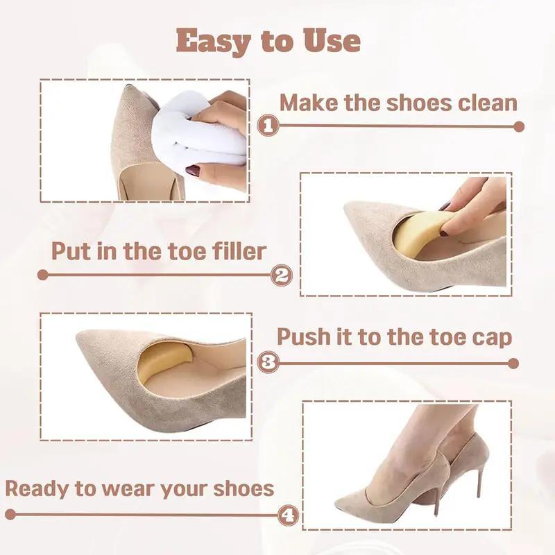 Toe Inserts For Shoes Too Big, 3 Pairs Shoe Inserts For Women & Men, Foam Toe Filler, Shoe Fitters, Foot Care