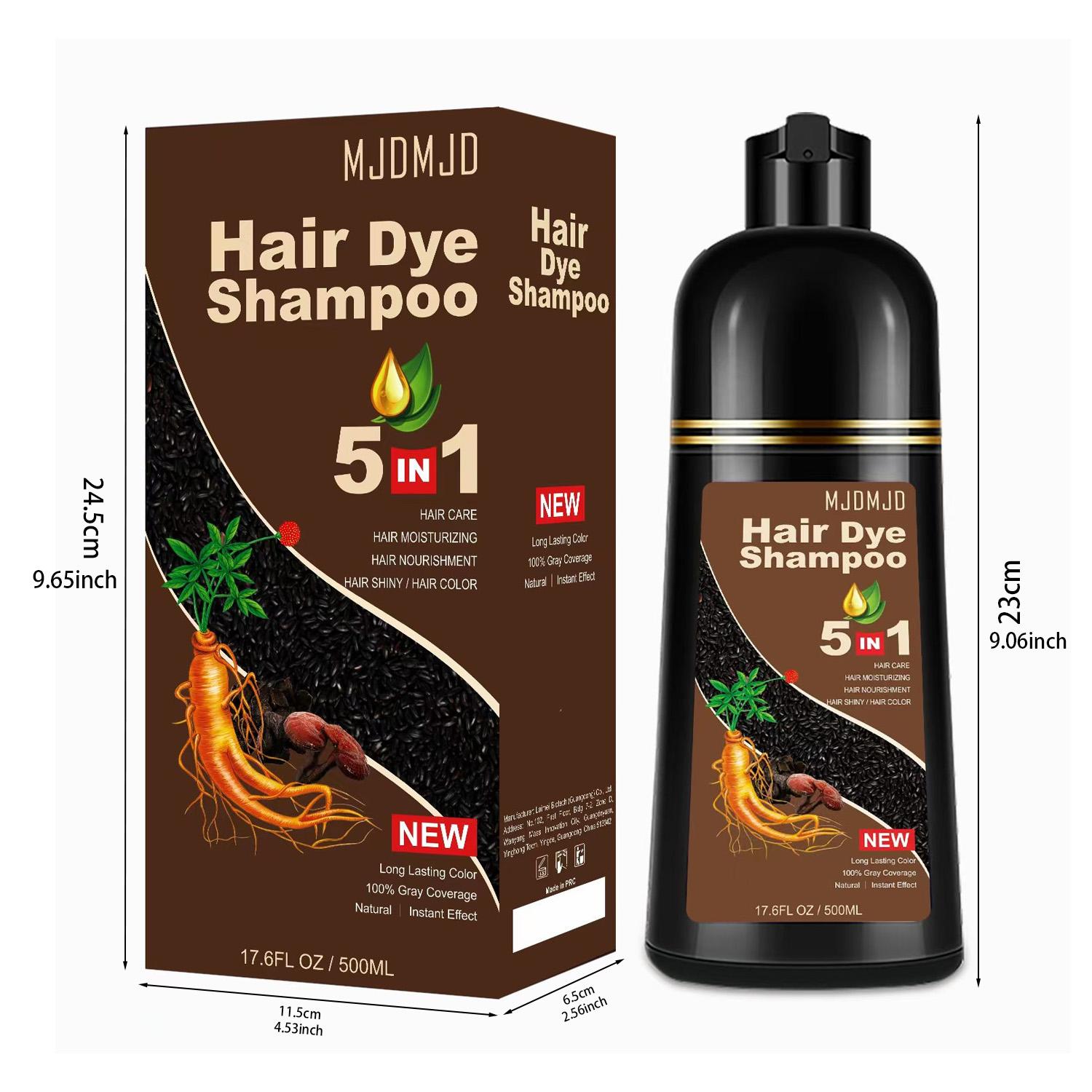 Blonde Brown Hair Dye Shampoo 5-in-1, Instant & Long-Lasting Hair Color Shampoo for Gray Hair Coverage, Herbal Natural Ingredients, Ammonia-Free, Unisex 500ml