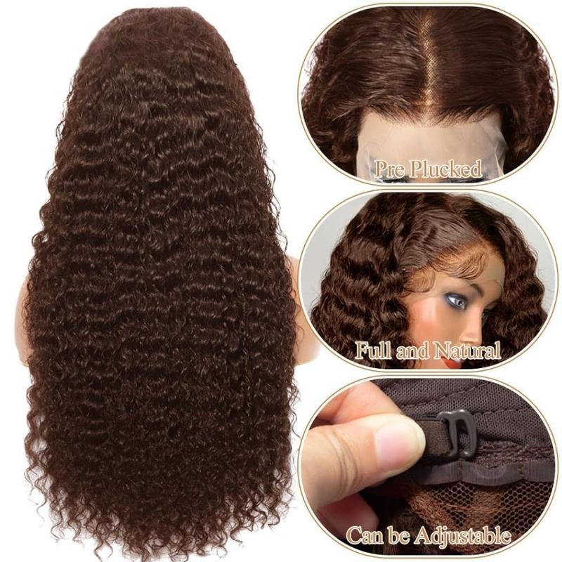 [New In] Bling Hair Chocolate Brown Deep Wave 13x6 HD Transparent Lace Front Wigs Brazilian Deep Curly Human Hair Wigs for Black Women Pre Plucked with Baby Hair 180% Denisty TikTokShopHolidayHaul