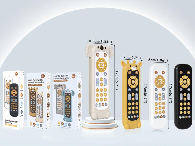 Orzbow Baby Remote Control Toy for 6 Months+ with Music, TV Remote Toy with Realistic Light and Sound - English, French and Spanish for Infant Play Remote Musical Toys, BPA Free, Black