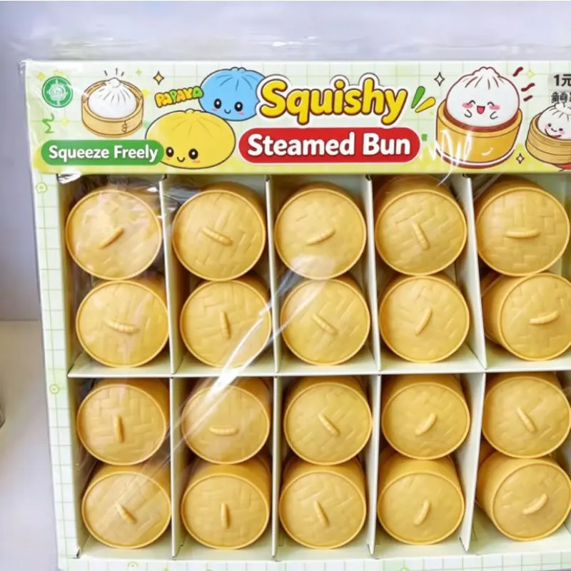 2026 New 40pcs Soft Cute Mini Baozi Blind Box, Slippery Christmas Halloween Gift, Crystal Pack with Steamer Food Shape Toy