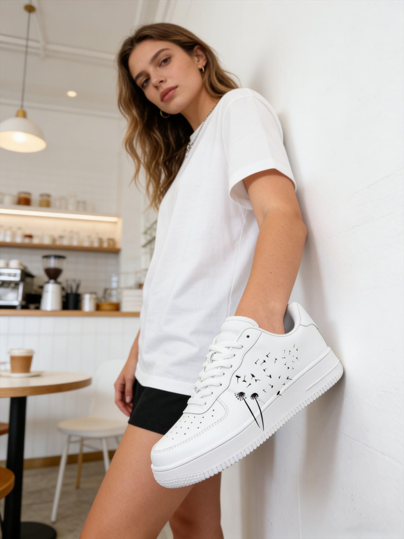 Customizable Letter Design Sneakers, Style Visible Foot Small Casual Shoes, Unique Personalized Footwear for Everyday Wear