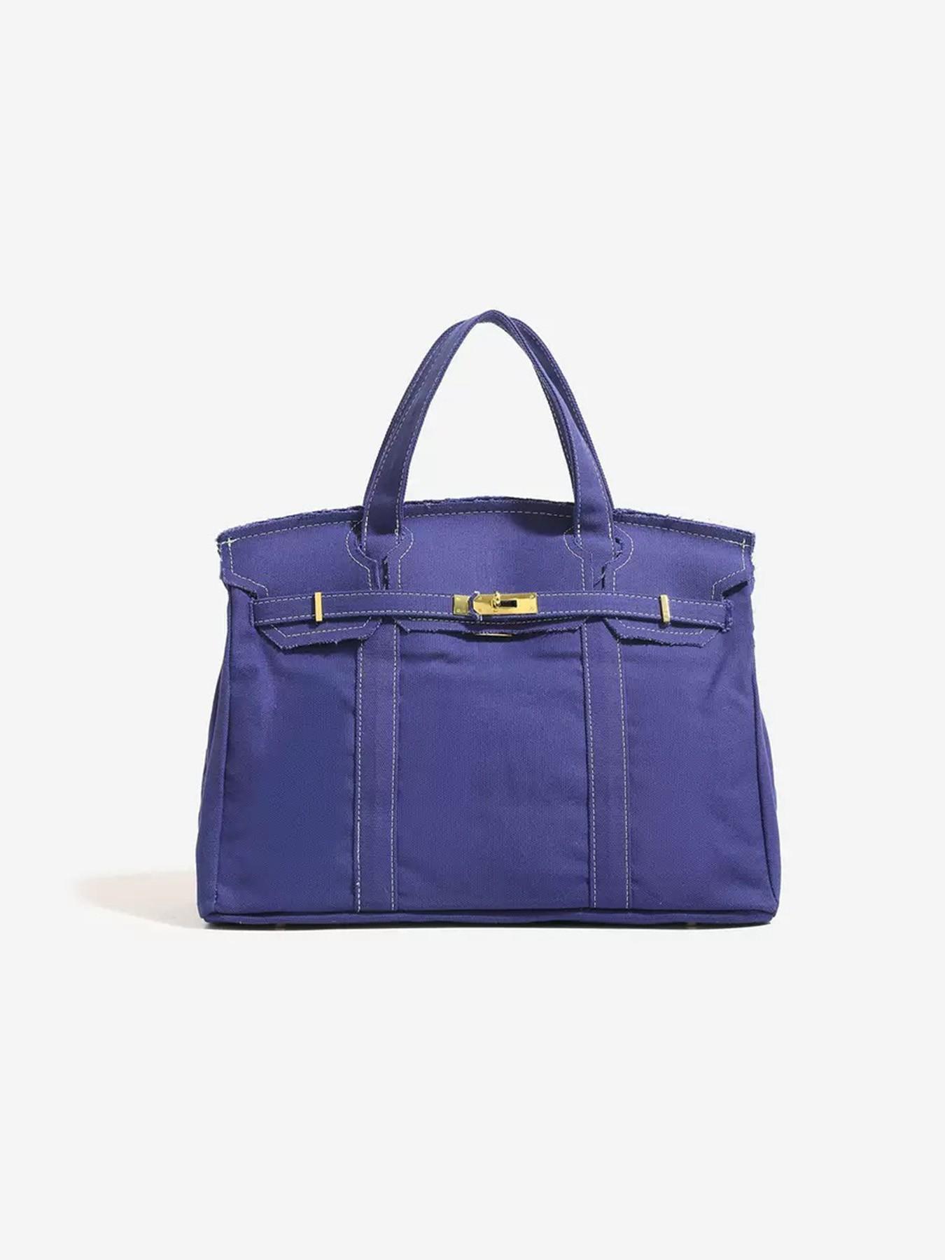 Canvas Tote Bag – Large Capacity Shoulder Handbag, Durable Commuter Bag, Casual Everyday Canvas Bag, Stylish Colorblock Design