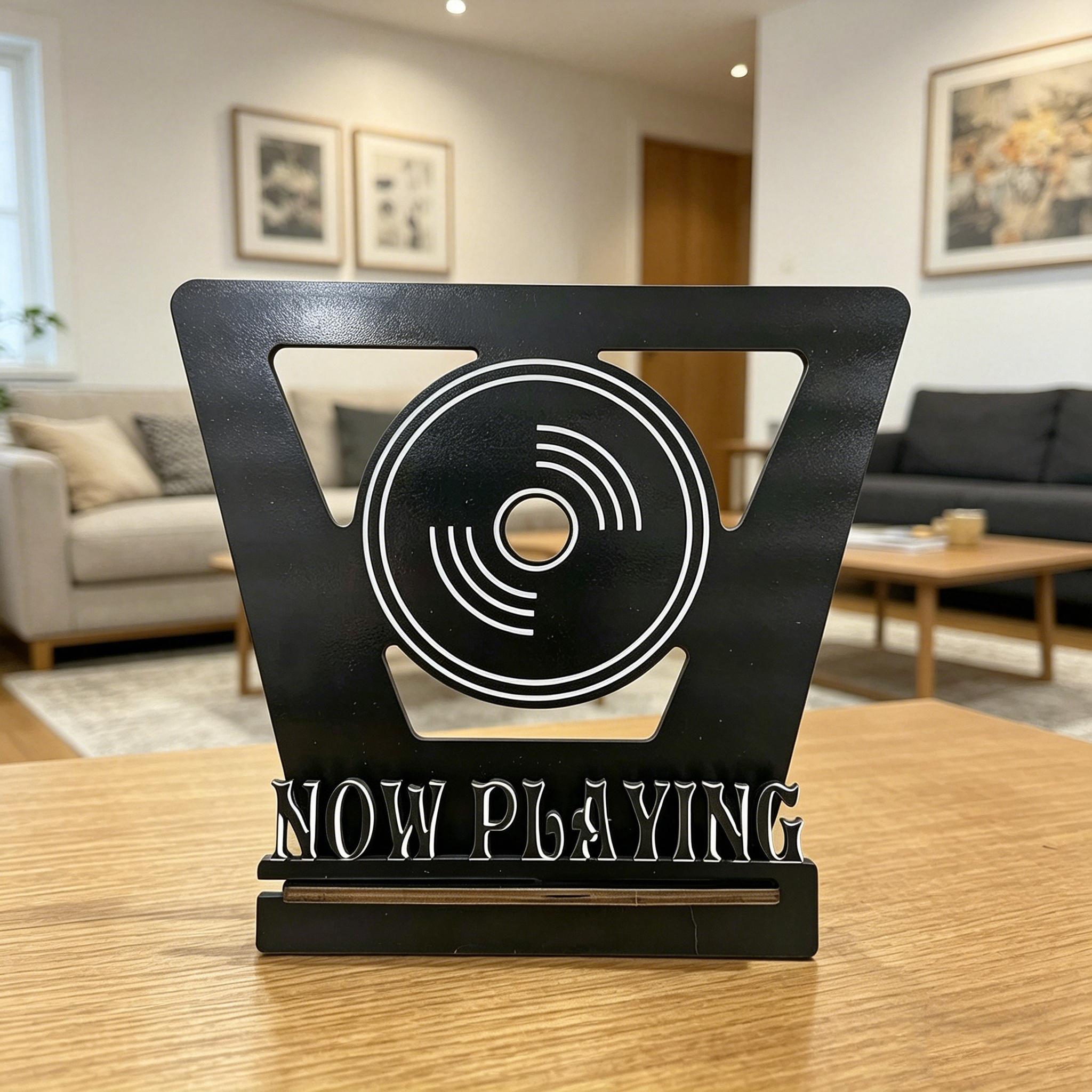 Wooden Vinyl Record Rack, Cool Design Holds 5-7 Covers, Display Lps CD DVD, Ideal Gift, Stylish Storage Solution