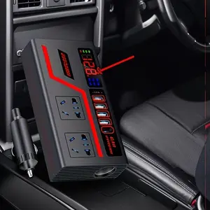 200w Car Inverter 12V/24v to 110v/220v Power Converter with Display, 4 USB Ports Fast Charging, Smart Color Large Screen