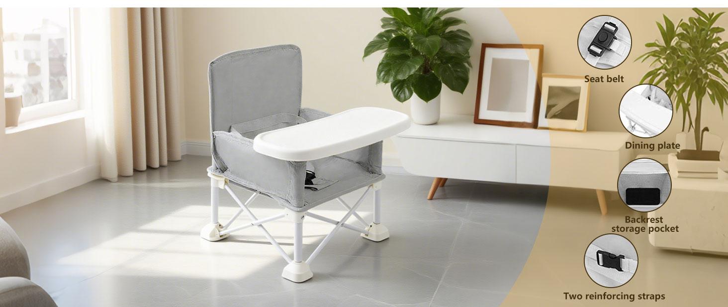 Portable Pop 'N Sit Booster ChairPortable Baby Booster Seat with Tray | Travel-Friendly, Easy to Clean & Secure | Perfect for Home, Beach, Camping, or Dining Out silla alta de bebe Lightweight washable high chair