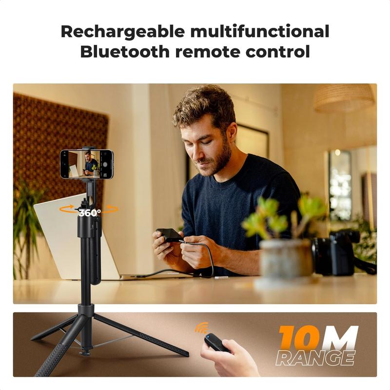 K&F CONCEPT 71" Face Tracking Tripod for iPhone, Auto Face Tracking Selfie Stick, Auto Face Tracking Tripod 360 Totation with Stand, Gesture Control, Remote Control