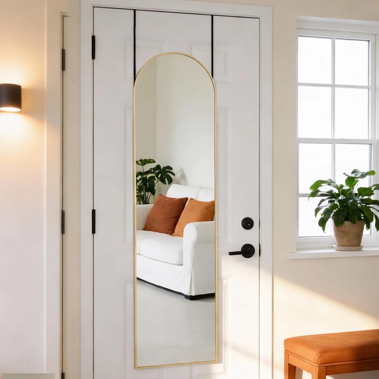 Floor & Wall-Mounted Full-Length Mirror, Aluminum Frame, High-Definition Clear Glass, Shatter-Proof & Anti-Explosion Design, Large Full Body Mirror for Bedroom, Living Room, Entryway & Home Decoration, Modern Sleek Style, Easy to Install