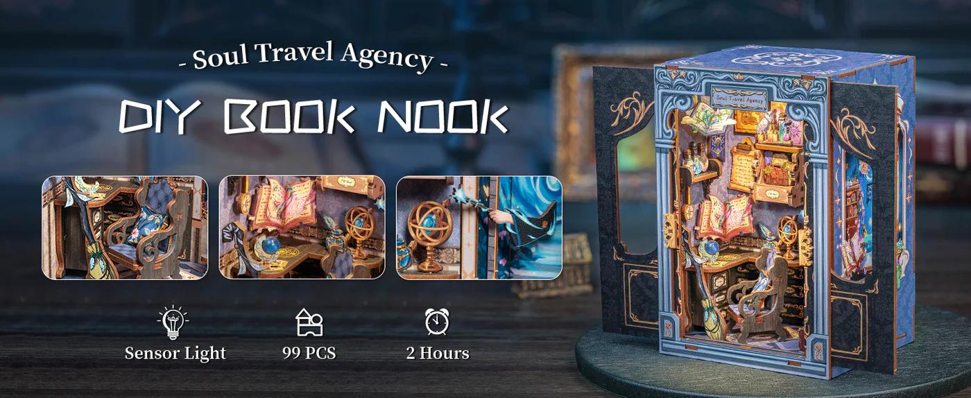 SOUL TRAVEL AGENCY DIY LED Bookcase – Handmade Craft Toy for Adults & Teens | Unique Black Friday Holiday Gift Idea