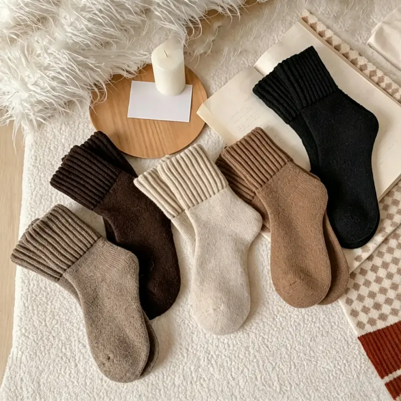 5 Pairs Women’s Solid Color Crew Socks, Soft Stretch Knit Mid Calf Socks with Warm Comfortable Fit, Casual Socks for Home, Office, Boots, Travel and Daily Wear