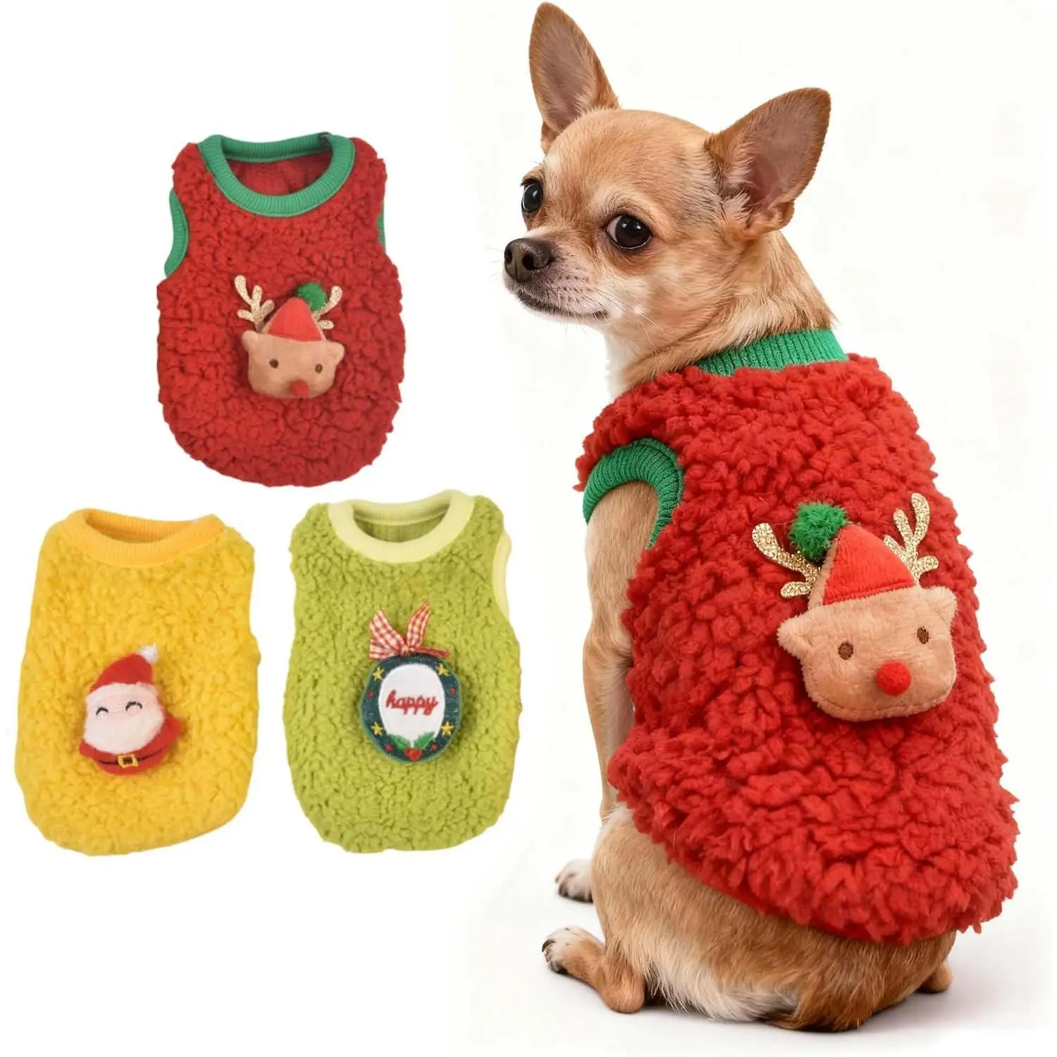 3 Packs   XXS Clothes Sweater for Puppy Kitten Yorkie,3XS | Soft Thick Fleece;Warm Puppy Clothes Shirt Vest;For  Puppies Kittens Small  ;Yorkie Chihuahua Teacup Clothes