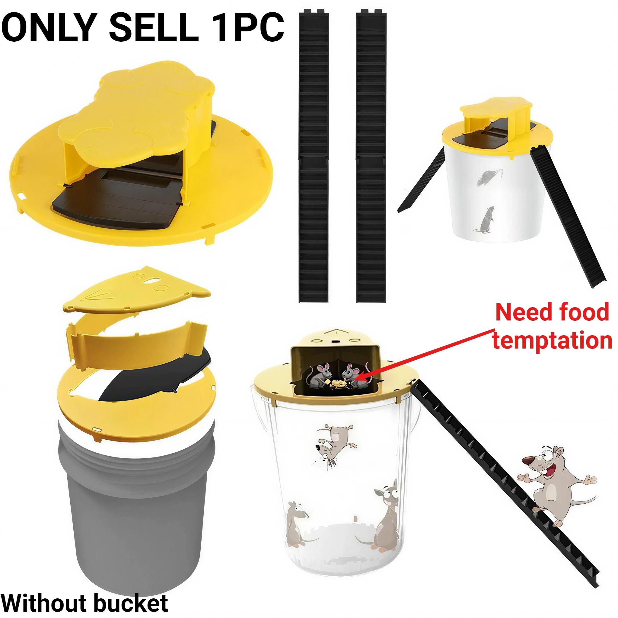 Mouse Trap Bucket - Mouse Traps Indoor for Home - Multi-Catch, Auto-Reset, Humane or Lethal Rat Trap - ABS Material -Reusable Mouse Trap,Flip N Slide Bucket Lid Mouse Trap, Mouse Traps Bucket for Indoor and Outdoor Use
