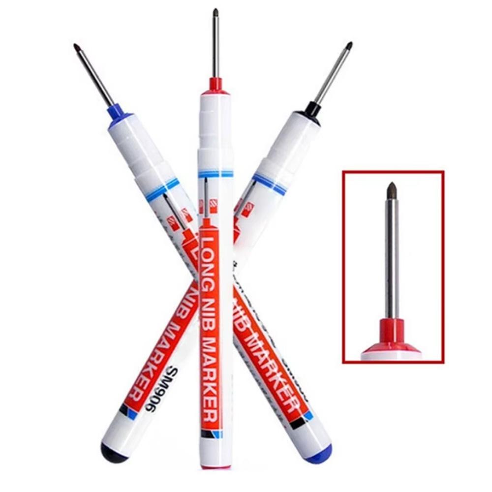 Industrial Waterproof Marker Pen, Long Head Deep Hole Design, Suitable for Metal Wood Glass Ceramic, Fade-Resistant Oil-Proof Cement Marking Tool