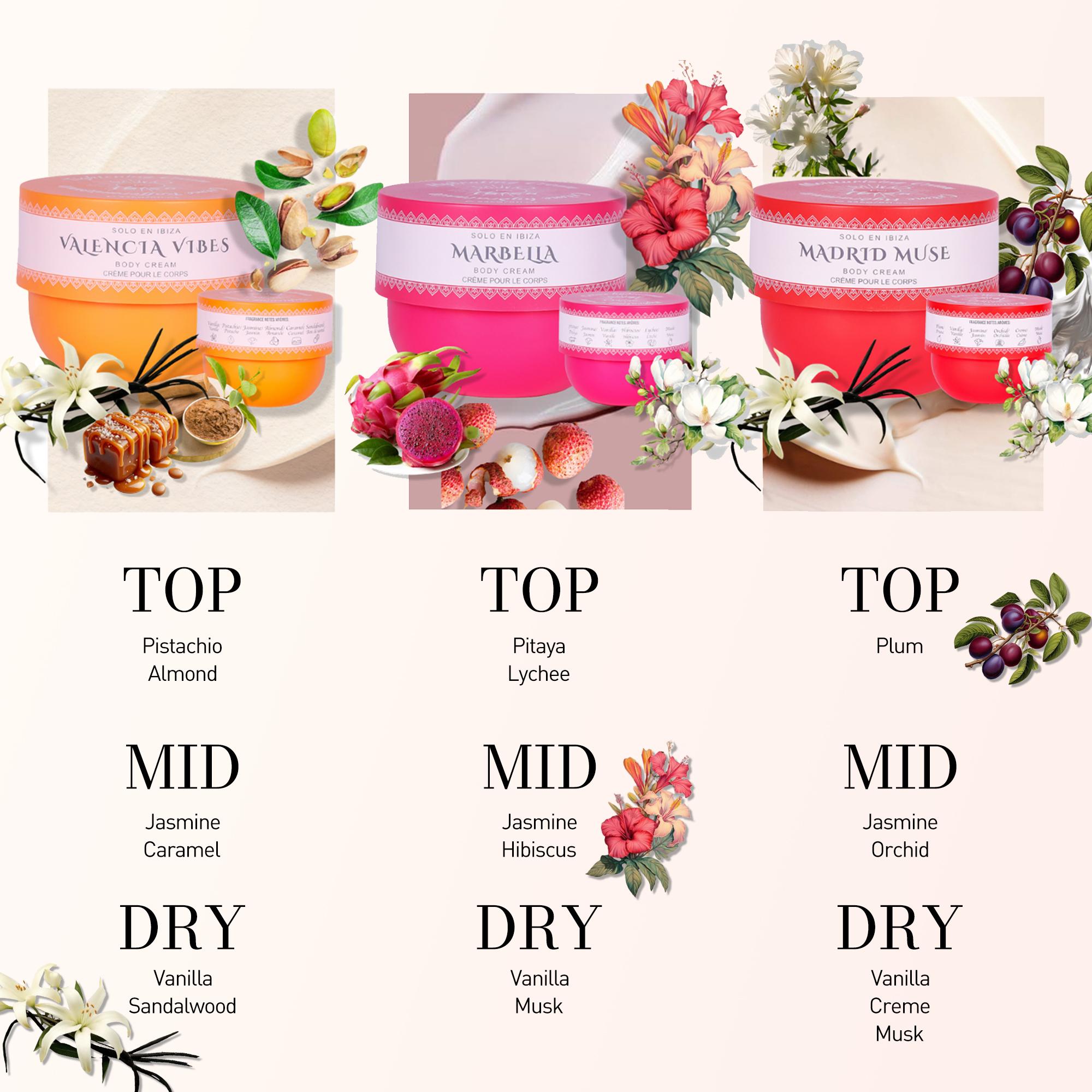 SOLO EN IBIZA 3 PCS Body Butter Set 50g/1.76.oz MADRID MUSE, VALENCIA VIBES, MARBELLA Scents Moisturizers Cosmetic