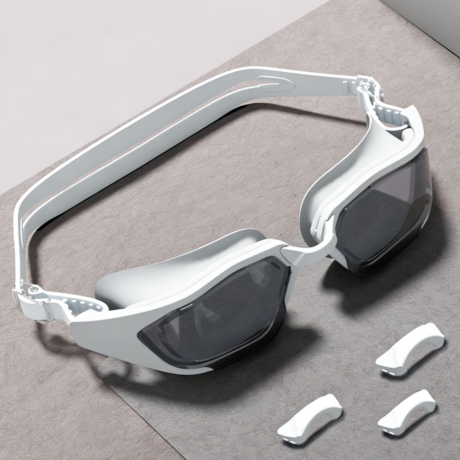 Adult Swim Goggles Set, Waterproof Anti-Fog High Clarity Silicone Swimsuits, Simple Style Pure Color Swimming Gear, Sports Equipment