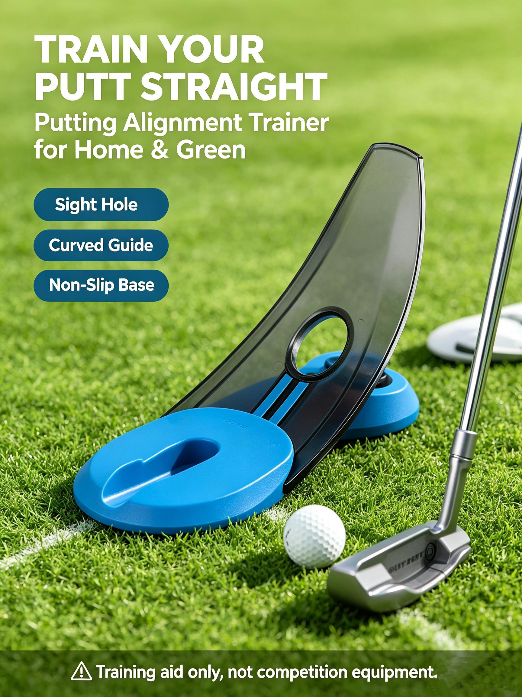 Golf Compact Foldable Putting Trainer - ABS+TPR Training Aid, Portable Size for Indoor & Outdoor Swing Practice, Training Aid Only