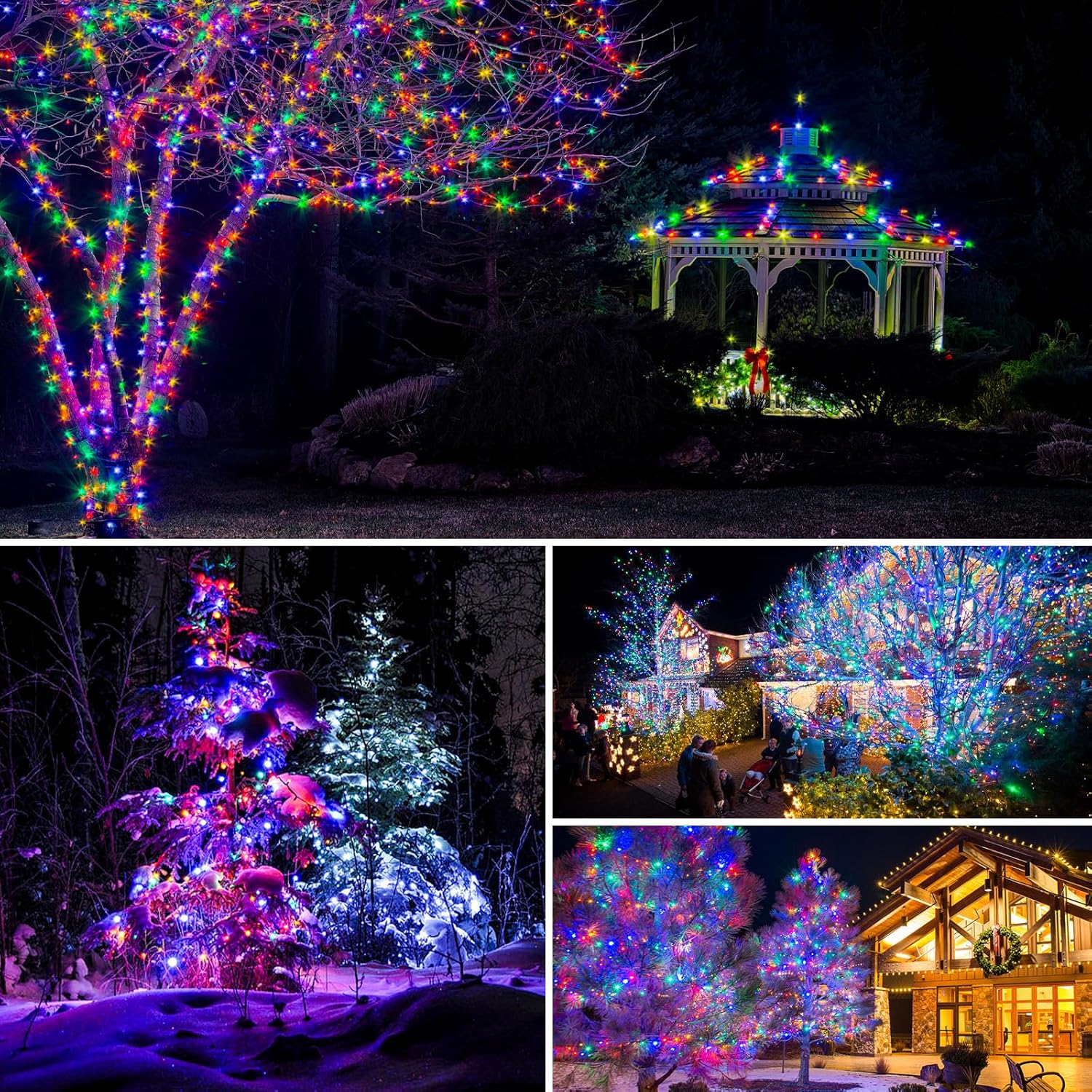 2 Pack Solar Copper String Lights Outdoor, Waterproof,8 Modes Fairy Lights for Garden, Patio, Party, Yard, Christmas （Multicolored）