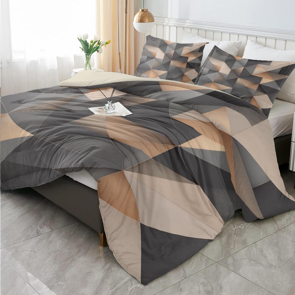 Geometric Pattern Bedding Set, Modern Bedding Set, Including 1 Count Bedspread & Pillowcase without Filler, Soft Comfortable Bedding Set for Home Bedroom