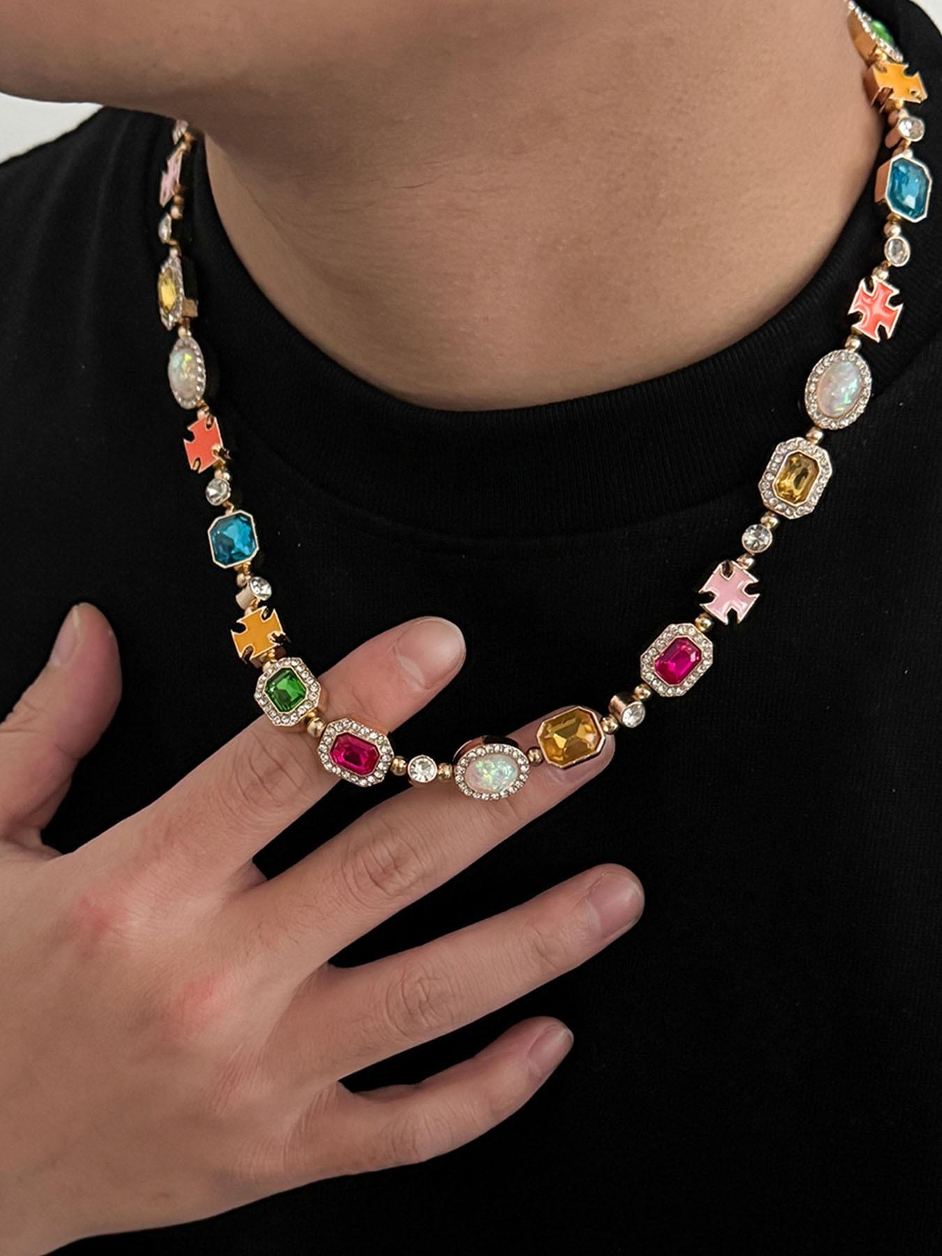 Elegant Zircon Jewelry Set, Unisex Necklace and Bracelet Combo, Perfect Gift for Couples, Ideal for Birthdays and Special Occasions