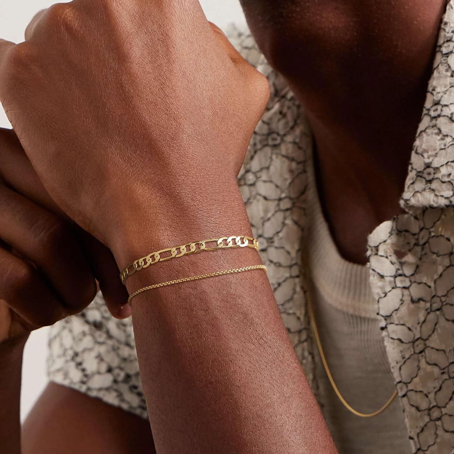 Tewiky 2pcs Men's Bracelets Set with Box & Cuban Link Available in Various Lengths (6.5/7/7.5/8/8.5/9 Inch) Bracelet for Men Cuban Link Chain for Mens Jewelry Gift