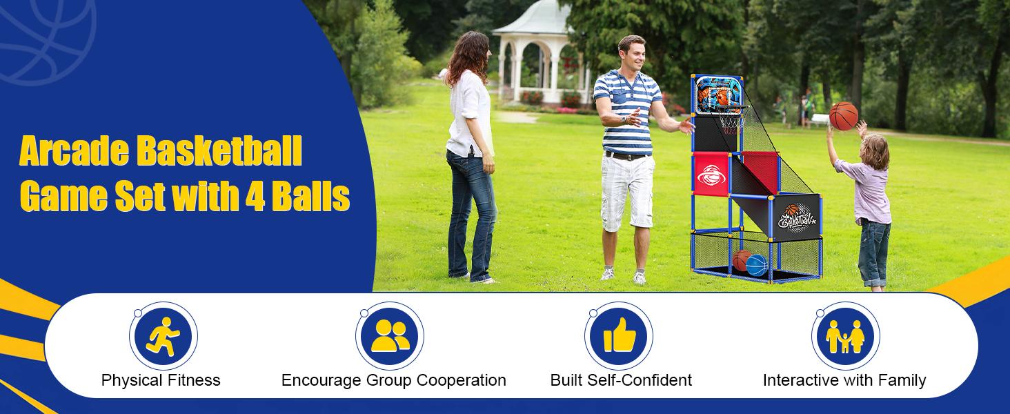 Kids Arcade Basketball Hoop with 4 Balls, Indoor Outdoor Single Shot Basketball Game for Toddler,Carnival Games Sport Toys Gifts for Boys Girls Ages 3-8 Years Old,Ideal for Competition Kids Arcade Basketball Hoop with 4 Balls, Indoor Outdoor Single Shot Basketball Game for Toddler,Carnival Games Sport Toys Gifts for Boys Girls Ages 3-8 Years Old,Ideal for Competition