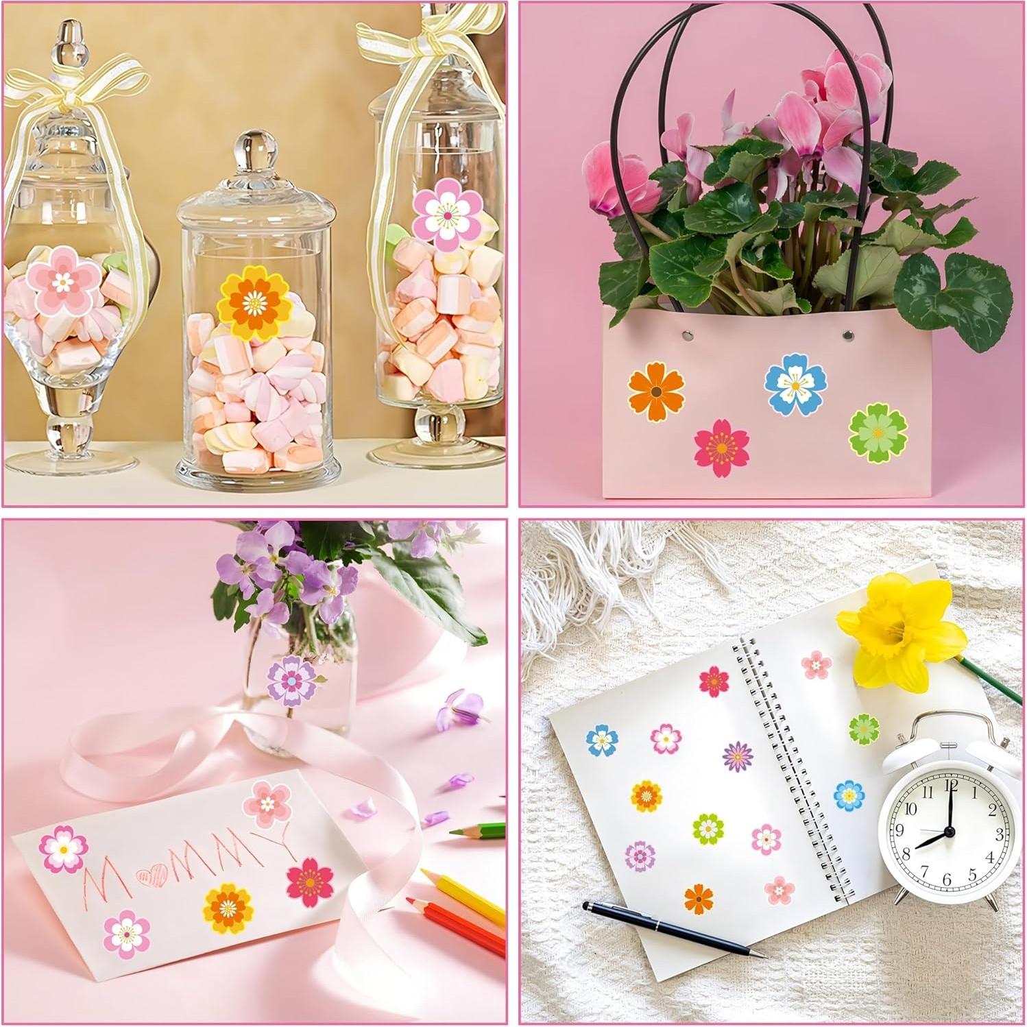 500Pcs Floral Roll Stickers, Waterproof Self-Adhesive, Ideal for Classroom Rewards, Gift Wrapping, Greeting Cards, Envelopes, Invitations, DIY Projects & Party Decorations