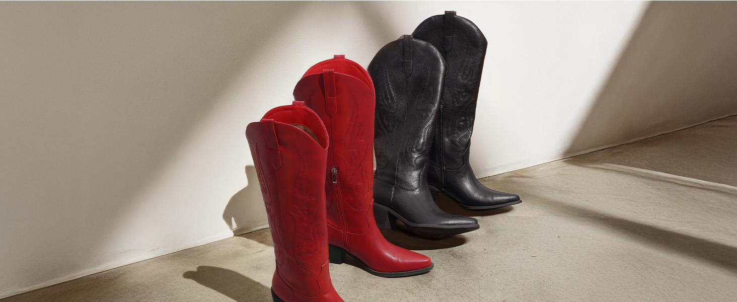 【Valentine's Day Gift】Women's Western Cowboy Boots - Knee-High Cowgirl Boots with Classic Embroidery, Slip-On Pointed Toe, Chunky Heel Brown Boots Footwear Walking Shoes Fallfashion 【Valentine's Day Gift】Women's Western Cowboy Boots - Knee-High Cowgirl Boots with Classic Embroidery, Slip-On Pointed Toe, Chunky Heel Brown Boots Footwear Walking Shoes Fallfashion