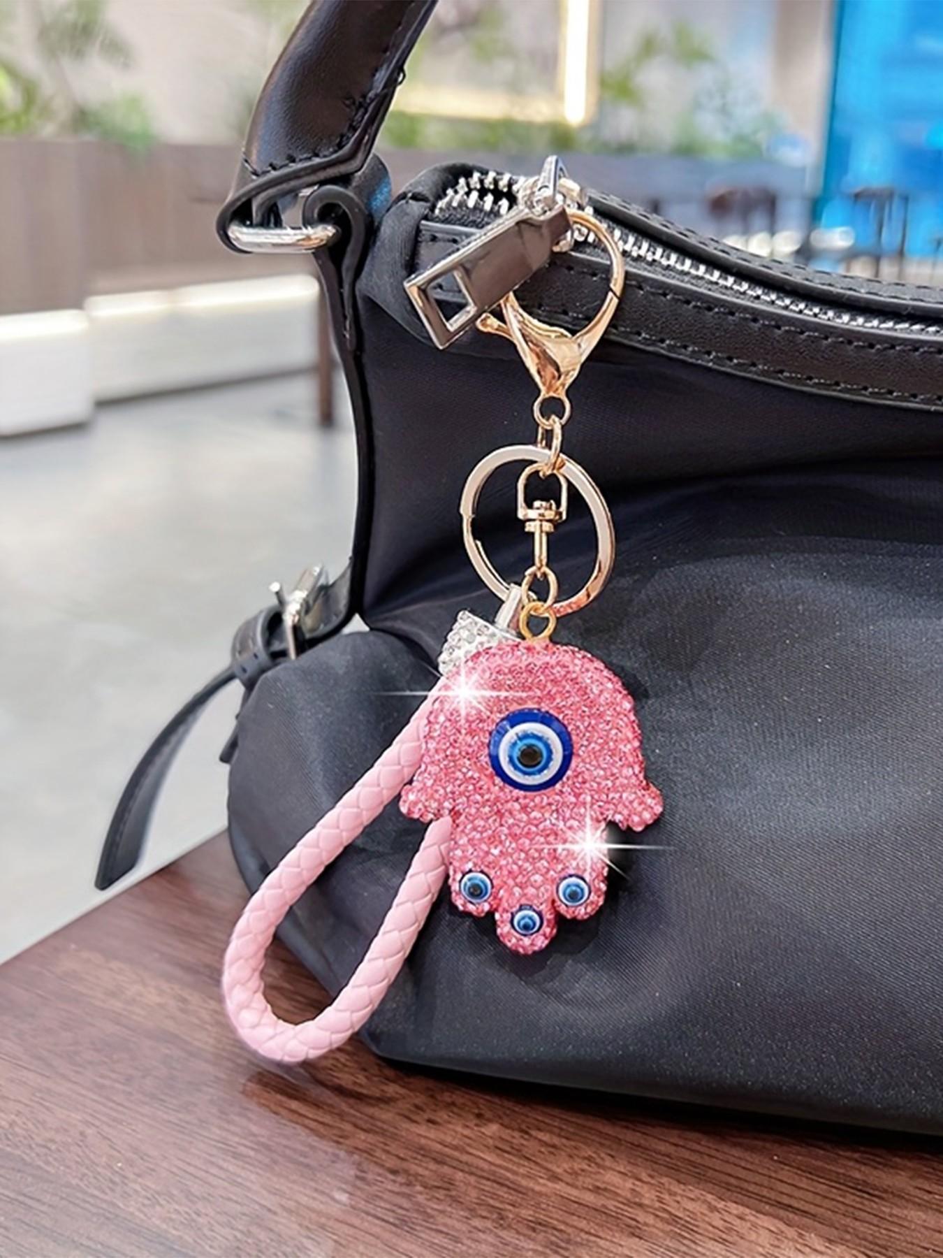 Fashion Devil Eye Palm Keychain, Creative Blue Eyes Bag Charm, Elegant Braided Car Key Ring, Gift for All Seasons
