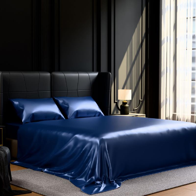 【TikTokShopBlackFriday】Satin-Look Polyester Bedding Set Bed Sheets Set – 4-Piece Silky Bedding for Bedroom, Guest Room, Dorm & Hotel – Twin, Full, Queen, King Sizes with 15-Inch Deep Pocket – Luxurious Soft, Wrinkle & Fade Resistant, Easy Care