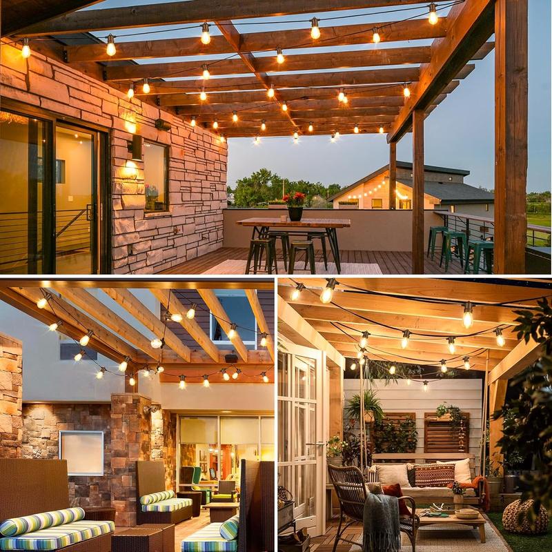 DAYBETTER Outdoor String Lights LED 50FT or 100FT Patio Lights with Shatterproof S14 Dimmable Plastic Vintage Edison Bulbs and Commercial Grade Waterproof Strand Lights String for Porch Market Cafe String Lights(New & Old Styles Mixed Delivery)