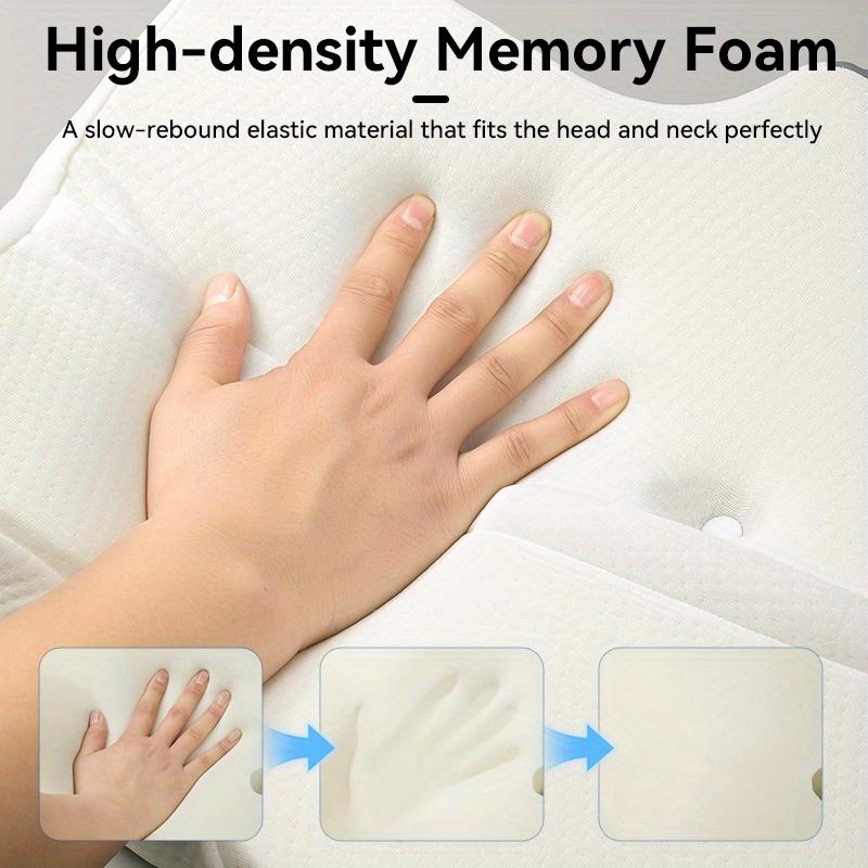 WKEFF Ergonomic butterfly-shaped memory foam pillow with slow rebound support. Perfect for back, side and supine sleepers. Hotel-quality bedding pillow with comfortable and soft fabric cover, machine washable pillowcase