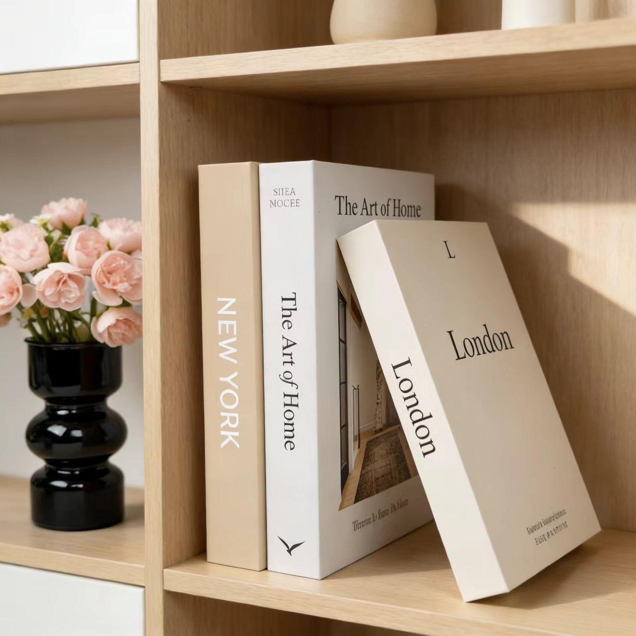 Modern Home Decor Statue Set, Stackable Bookshelf Fake Books, Realistic Prop Photography, Fresh Literary Style Desktop Ornament