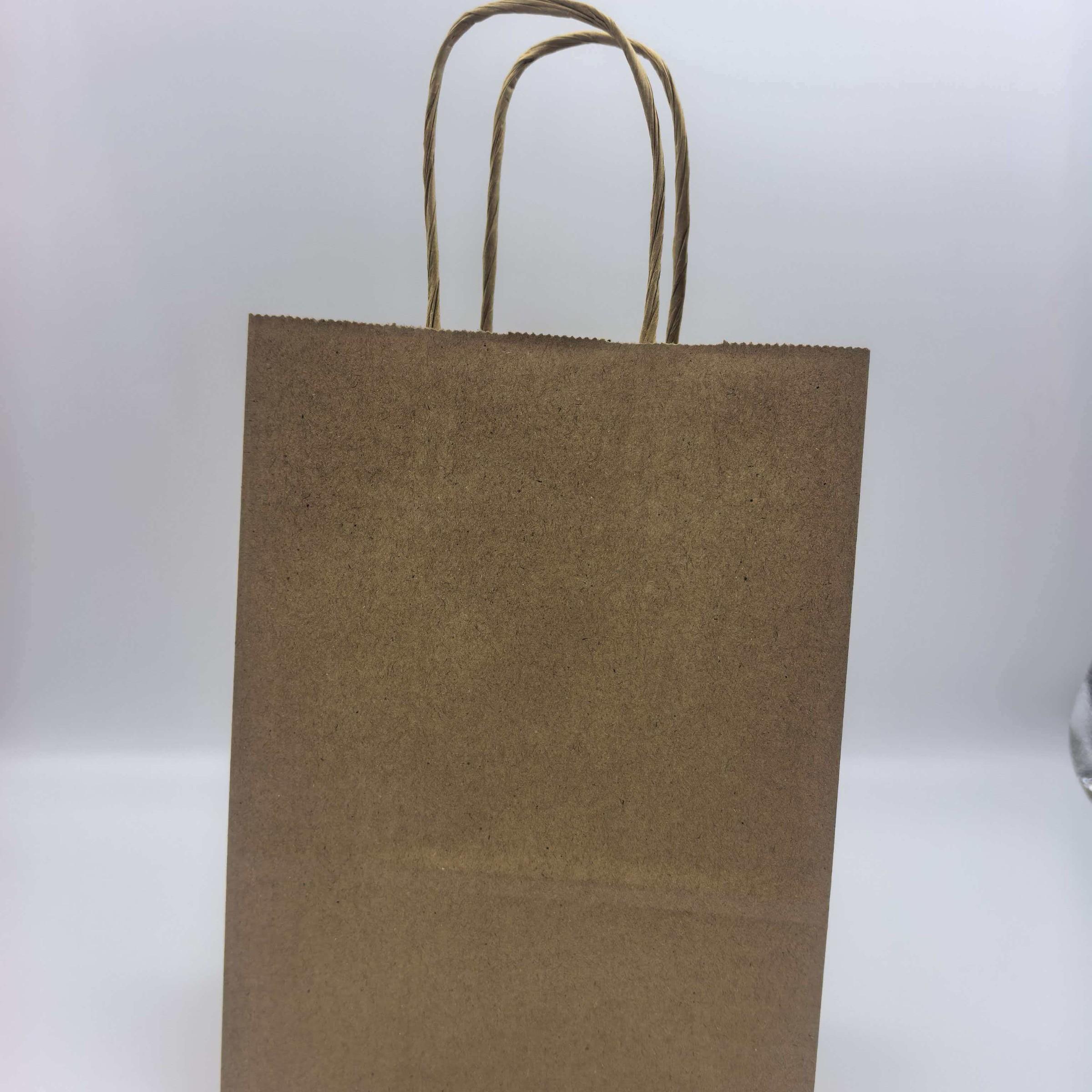 12pcs Natural Leather Handled Paper Bags, Leather Handle Paper Bags, Durable & Eco-Friendly Shopping Bags, Perfect for Retail Use