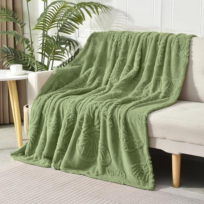 Wool Butterfly Blanket for Sofa Bed, 3D Embroidered Soft Flannel, All-Season Size, Comfortable for Bed Couch Office Camping