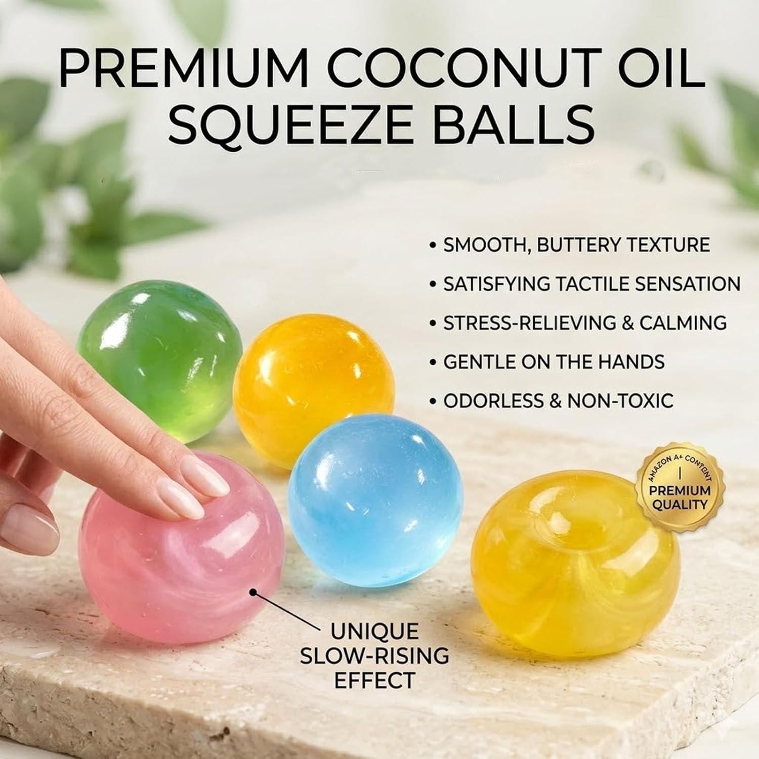 2/4 PCS Coconut Oil Stress Ball Squishy, Slow Rising, Odorless, Non-Sticky, Easy to Clean,  Improving Focus, Or Easing Tension During Study, Work, Or Relaxation, Handmade Malleable Clear Jelly Bubblegum Texture Coconut Oil Squishy Toy