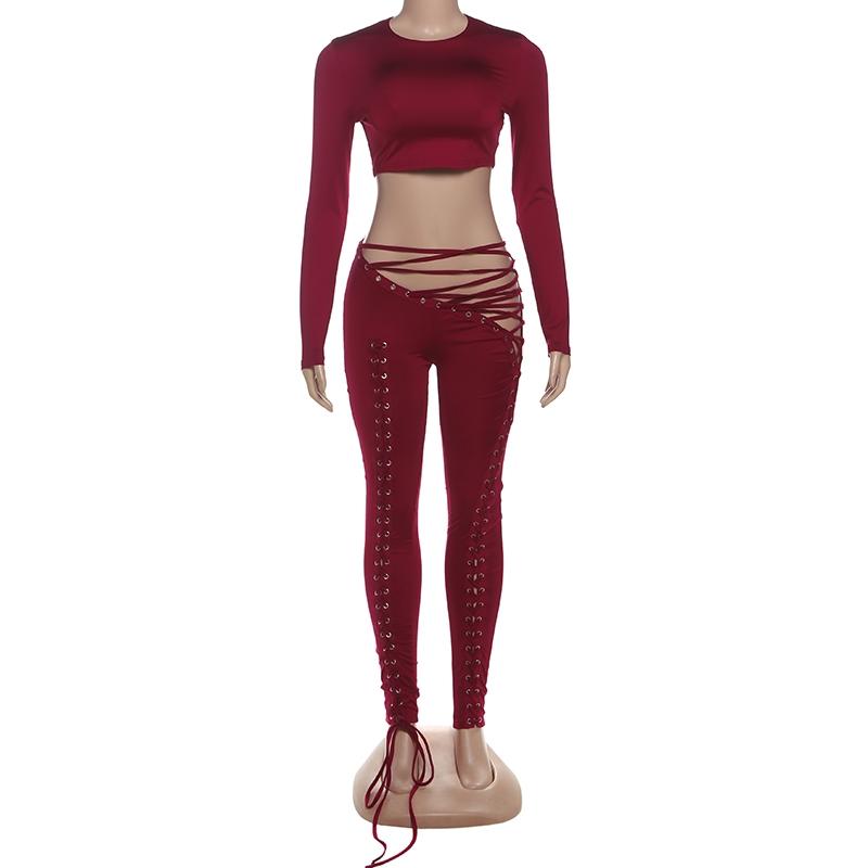 DOUCIU Trendy And Personalized Street Hip-Hop Sports Casual Streetwear Tracksuit Set Solid Color Basic Women'S Thin Long Sleeved Crop Top Paired With Adjustable Perforated Drawstring Pants Two-Piece Set